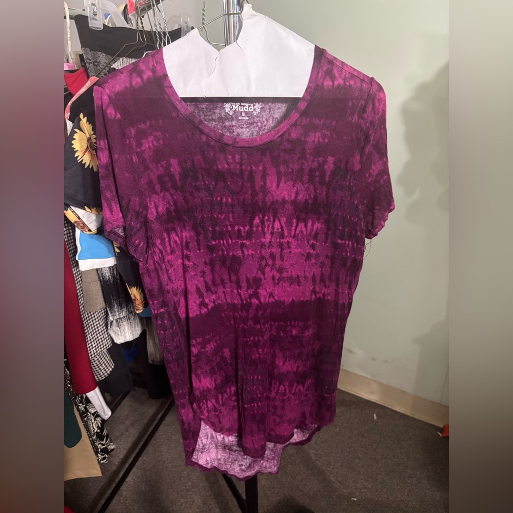 Mudd Women's Short Sleeve Purple Tie-Dye Tee